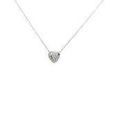 14k White Gold .25ct G VS2 Round Diamond Pave Heart with Lock Necklace